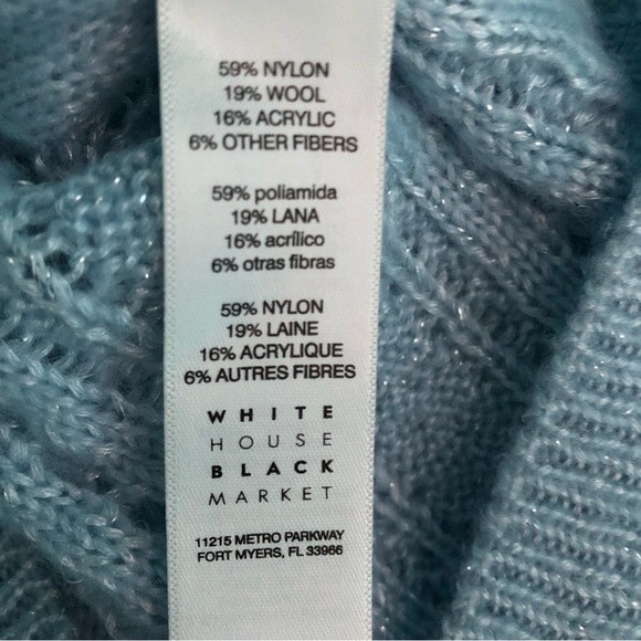 ⭐️NEW⭐️White House Black Market (WHBM) Off-The-Shoulder Cable Knit Sweater Blue - Picture 8 of 13